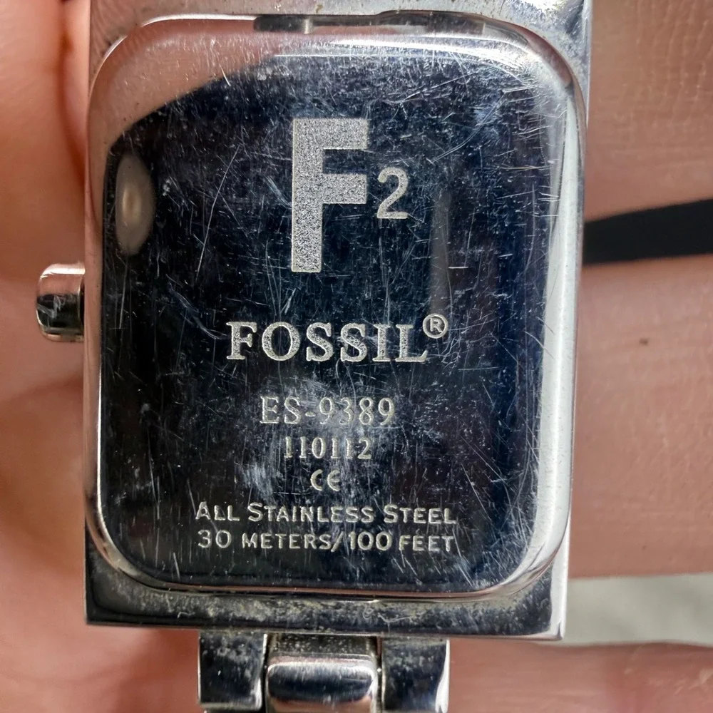 Vintage Fossil Watch Women's F2 Silver Tone Blue Untested 6.5